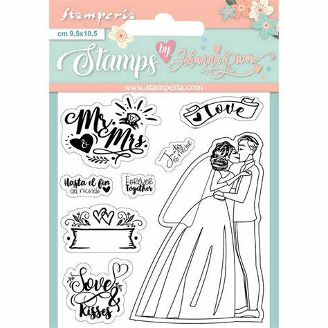 Stamperia, Love Story Collection, Clear Stamps by Johanna Rivero, Mr. & Mrs.