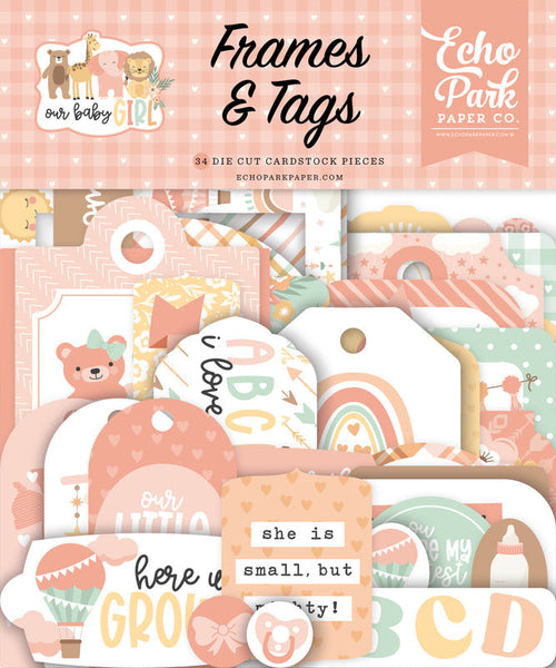 Echo Park Cardstock Ephemera 33/Pkg, Frames & Tags, Our Baby Girl