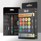OLO, Brush Marker Set 2 Autumn (8pc/16 Colors)