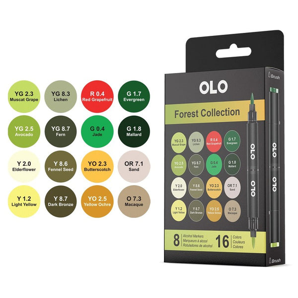 OLO, Brush Marker Set 5, Forest (8pc/16 Colors)