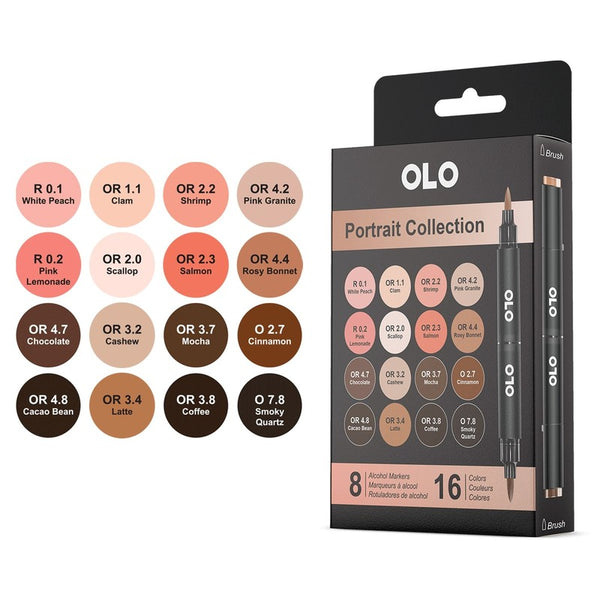 OLO, Brush Marker Set 6 Portrait (8pc/16 Colors)