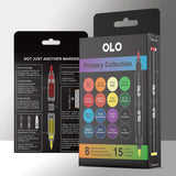 OLO, Brush Marker Set 7 Primary (8pc/16 Colors)