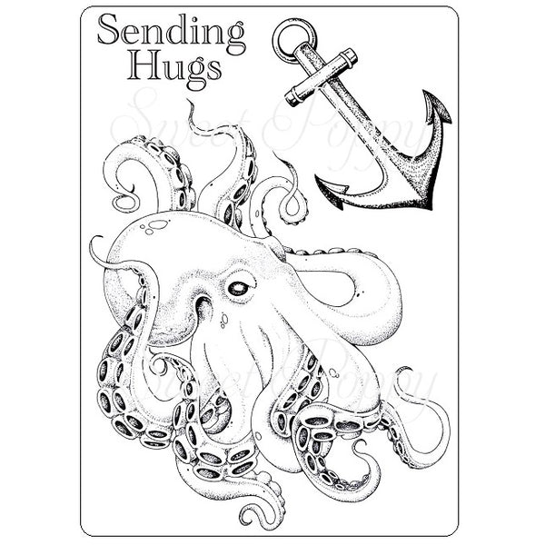 Sweet Poppy Stencil: A5 Stamp, Octopus