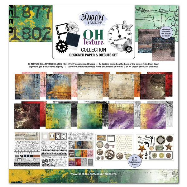 3Quarter Designs, Oh Texture, 12x12 Design Paper & Diecuts Set