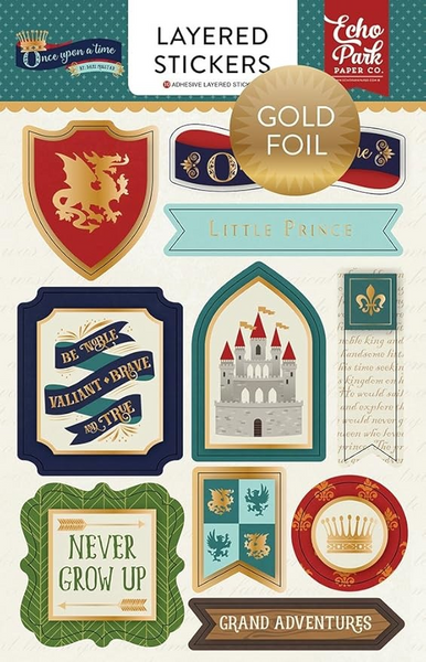 Echo Park, Adhesive Layered Stickers, Once Upon A Time (Gold Foil)