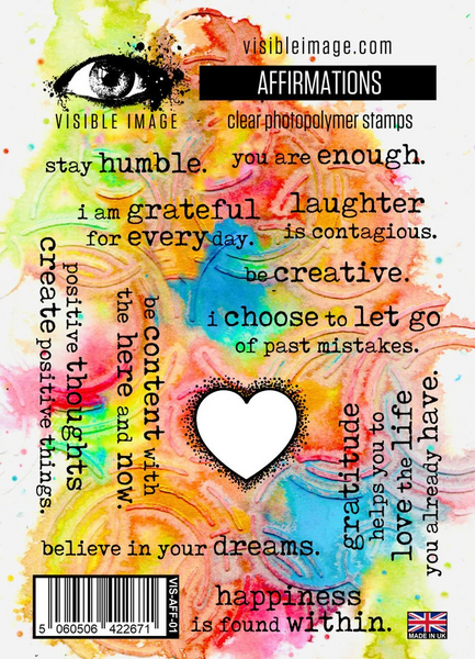 Visible Image, Clear Stamps, A6 Stamp Set, Affirmations (P02353)