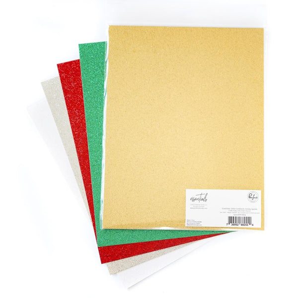 Pinkfresh Studio Essentials Glitter Cardstock 8.5"X11" 10/Pk, Holiday Sparkle