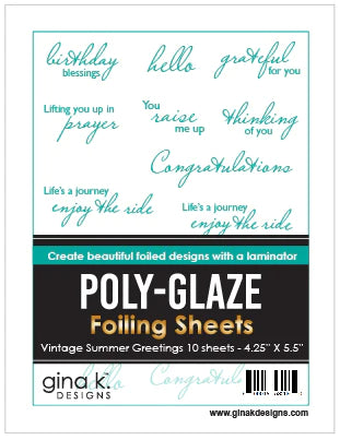 Gina K Designs, POLY-GLAZE Foiling Sheets- Vintage Summer Greetings