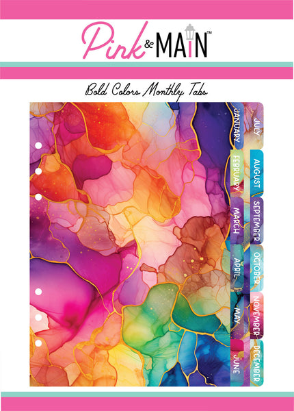 Pink & Main, Monthly Tabs, Bold Colors (PMP149)