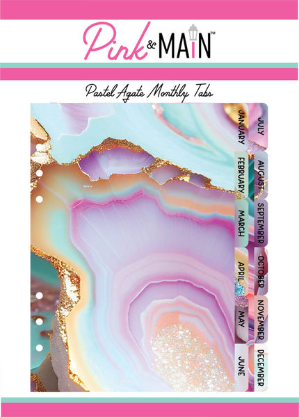 Pink & Main, Monthly Tabs, Pastel Agate (PMP150)