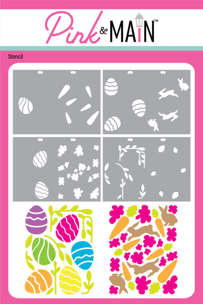 Pink & Main, Stencils, Bunny Hop Set 2 Stencils (Set of 4) (PMS134)