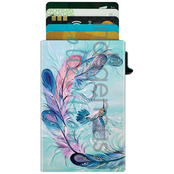 Hummingbird Feathers RFID Metal Card Holder by Carla Joseph