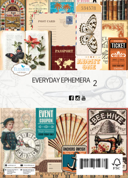 Elizabeth Crafts Cardstock Pack 5.8"X8.3", Everyday Ephemera 2 (PS03)