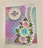 Heartfelt Creations, Patchwork Daisy Collection, Cling Stamps Set, Hand-Stitched Background