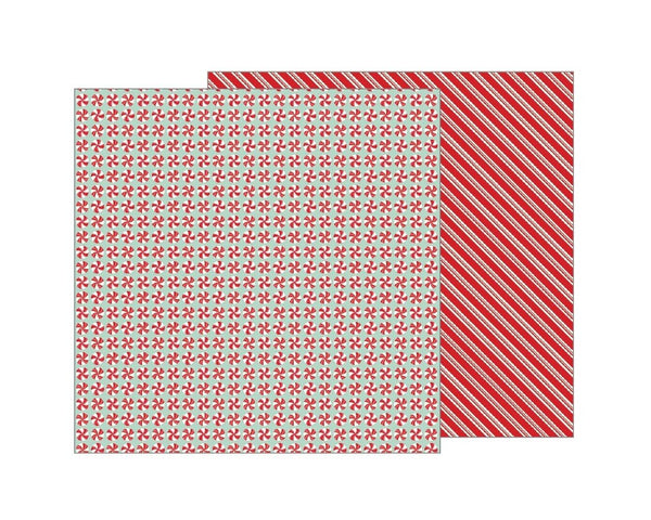 Pebbles, Merry Merry, Double-Sided 12"x12" Cardstock, Peppermints