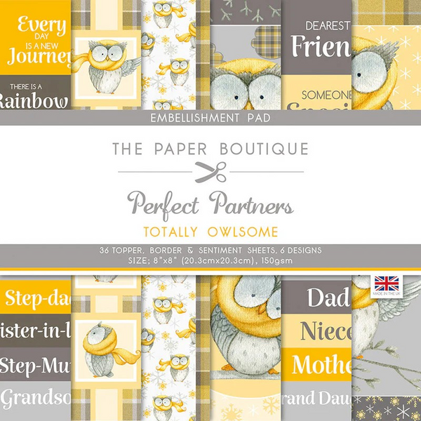 The Paper Boutique, Perfect Partners, Totally Owlsome, 8 in x 8 in Embellishments Pad