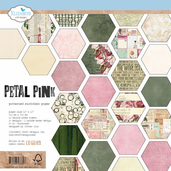 Elizabeth Crafts Double-Sided Cardstock Pack 12"X12" 12/Pkg, Petal Pink