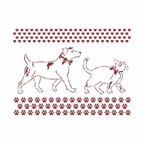 Stamperia, Stencil 6"x7", Daydream Dog & Cat