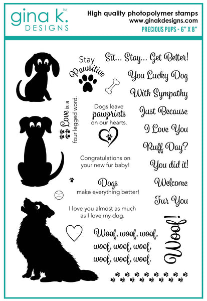 Gina K. Designs, 6" x 8" Clear Stamps by Debrah Warner, Precious Pups