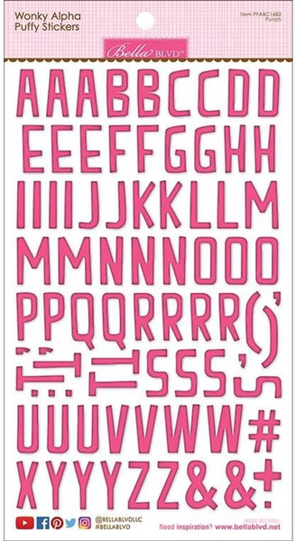 Bella Blvd, Wonky Alpha Puffy Stickers, Punch (PFABC1682)