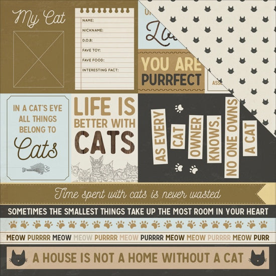 Kaisercraft, Pawfect Collection, Double-Sided Cardstock 12"X12", Purr