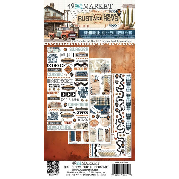 49 And Market Rub-On Transfer Set, Rust And Revs