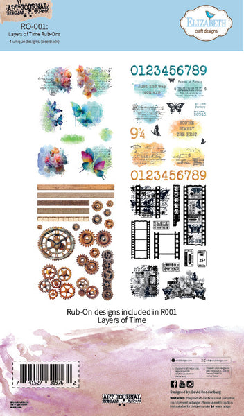 Elizabeth Craft, Art Journal Specials by Devid Roodenburg, Layers of Time, Rub Ons (2368)