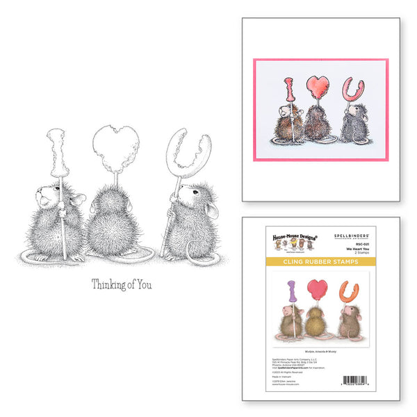 Spellbinders, House Mouse Cling Rubber Stamp, We Heart You (RSC-021)