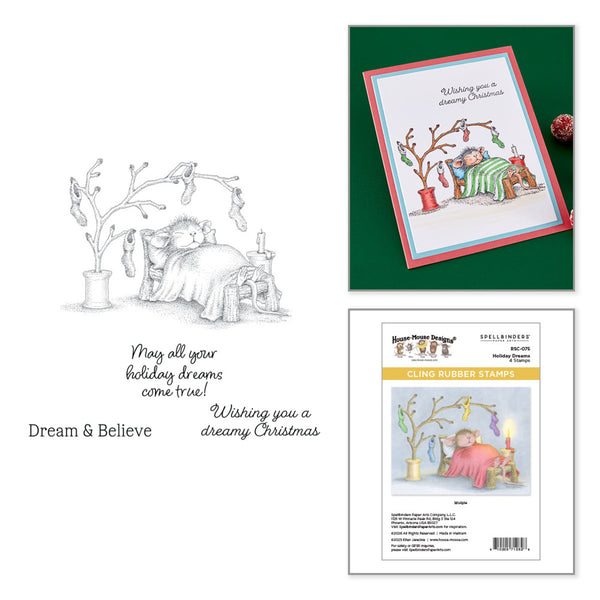 Spellbinders, House Mouse Cling Rubber Stamp, House-Mouse Holiday Dreams (RSC-075)