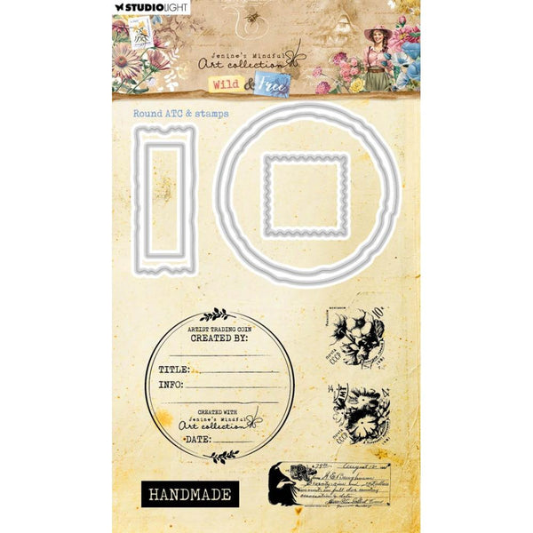 Studio Light, Stamp & Die Set, Jenine's Mindful Art Collection, Wild & Free, Nr. 81, Round ATC & Stamps