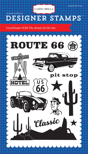 Carta Bella, 4x6 Clear Stamps, Cartopia, Route 66