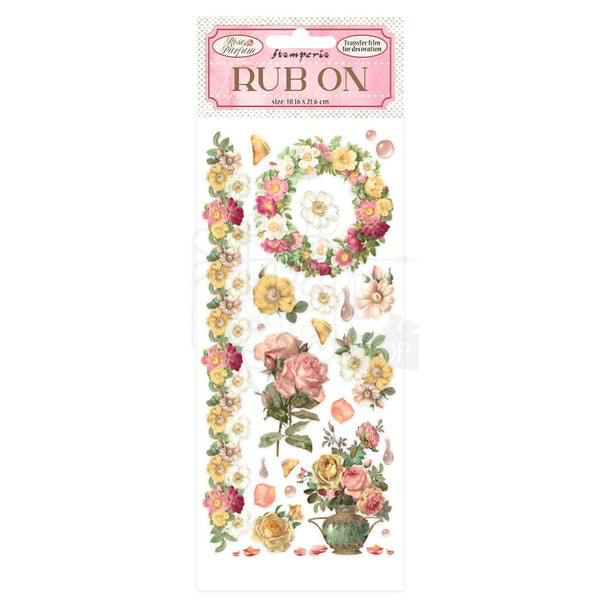 Stamperia Rub-On 4"X8.5", Rose Parfum, Flowers Garland (DFLRB15)