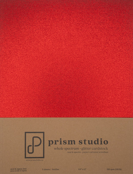 Prism Studio, 8.5x11 Whole Spectrum Glitter Cardstock, Ruby (5 sheets)