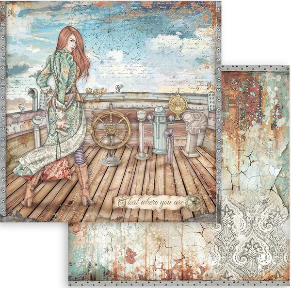 Stamperia, Double-Sided Cardstock 12"X12", Lady Vagabond Lifestyle, Rudder (SBB843)