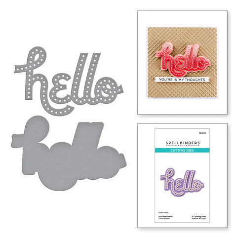 Spellbinders, Etched Die From The Out And About Collection, Sitched Hello (S2-408)