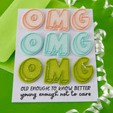 Spellbinders Etched Dies, Aged to Perfection, OMG (S2-451)