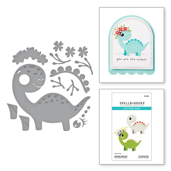 Spellbinders Etched Dies From The Monster Birthday Collection, Birthday Dinosaur (S3-498)