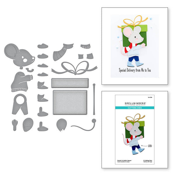 Spellbinders Etched Dies From the Dancin' Christmas Collection, Dancin' & Giftin' Mouse (S4-1318)