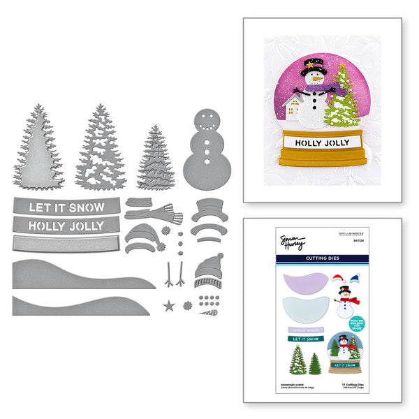 Spellbinders Etched Dies By Simon Hurley, Snowman Scene, Snow Globes (S4-1324)
