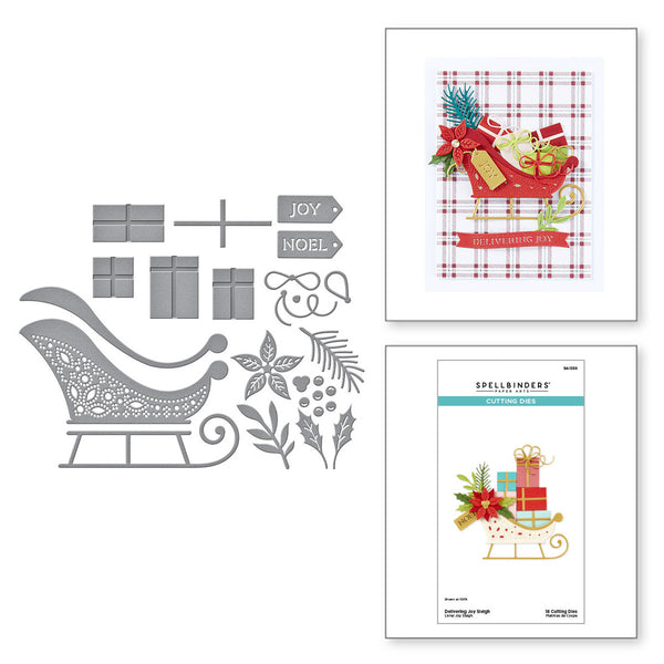 Spellbinders Etched Dies From Home For The Holidays, Delivering Joy Sleigh (S4-1358)