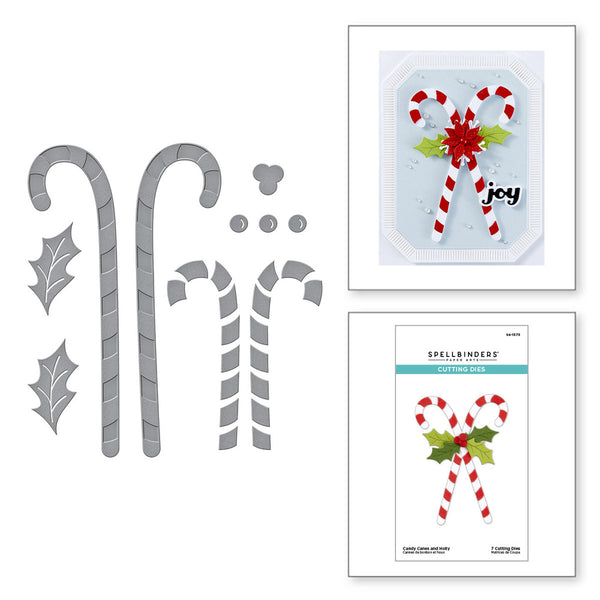 Spellbinders, Etched Dies from the Home for the Holidays Collection, Candy Canes and Holly (S4-1373)