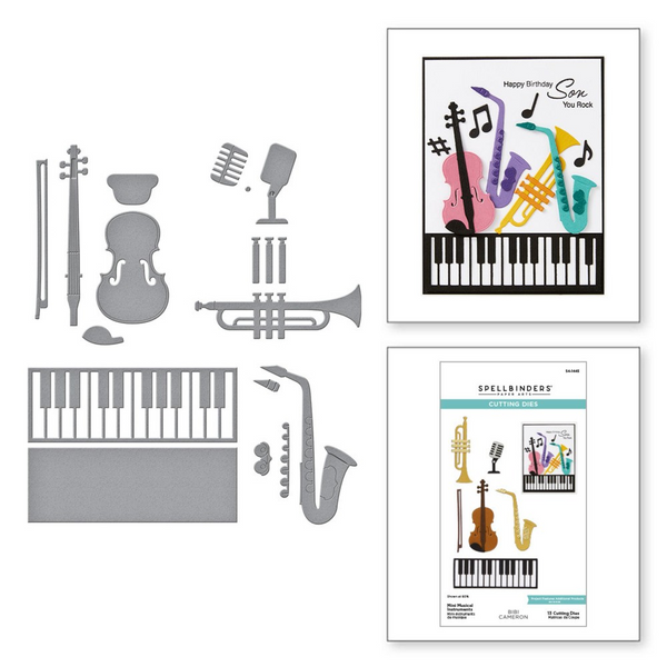 Spellbinders, Mini Musical Instruments Etched Dies by Bibi Cameron (S4-1445)