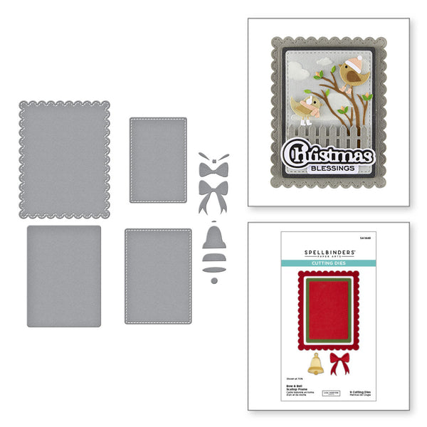 Spellbinders, Etched Dies By Lisa Horton, Bow & Bell Scallop Frame (S4-1448)