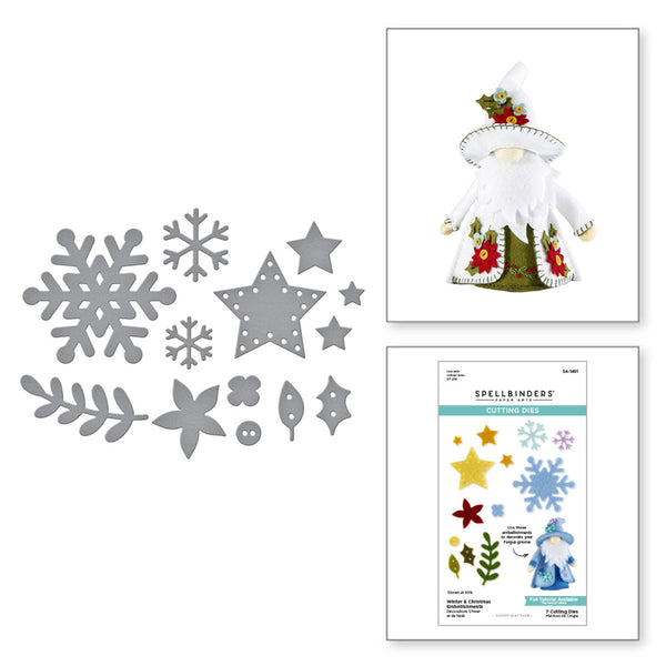 Spellbinders, Winter & Christmas Embellishments Etched Dies from the 3D Felt Décor Collection by Sandi MacIver (S4-1491)