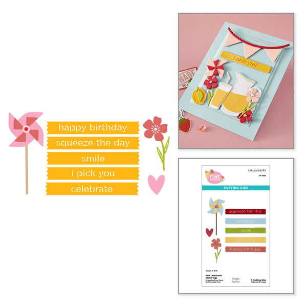 Spellbinders, Pink Lemonade Stand Tags Etched Dies with Simple Stories (S4-1532)