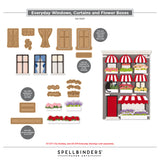 Spellbinders, Everyday City Holiday Die by Yana Smakula, Curtains and Flower Boxes (S4-1537)