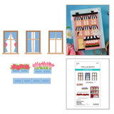 Spellbinders, Everyday City Holiday Die by Yana Smakula, Curtains and Flower Boxes (S4-1537)