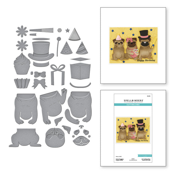 Spellbinders Etched Dies By Bibi Cameron, Party Puggles (S5-632)