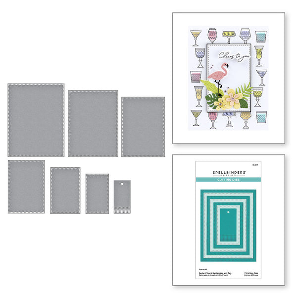 Spellbinders Etched Dies From Happy Hour, Perfect Touch Rectangles And Tag (S5-647)