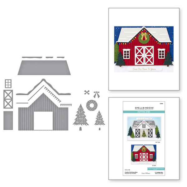 Spellbinders Etched Dies By Annie Williams, Country Christmas Barn (S5-693)